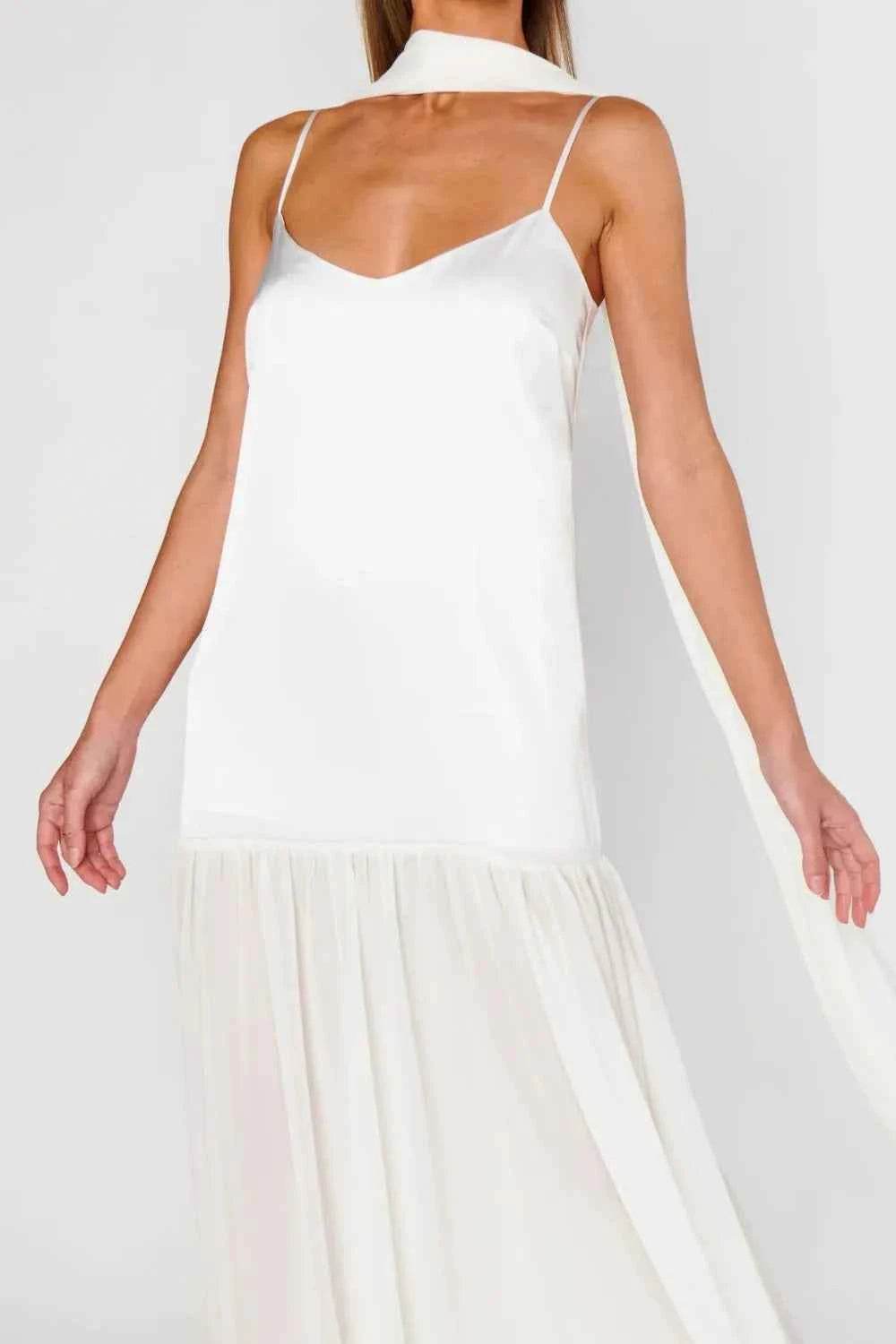 Adjustable Strap Maxi Cami Dress with Scarf.