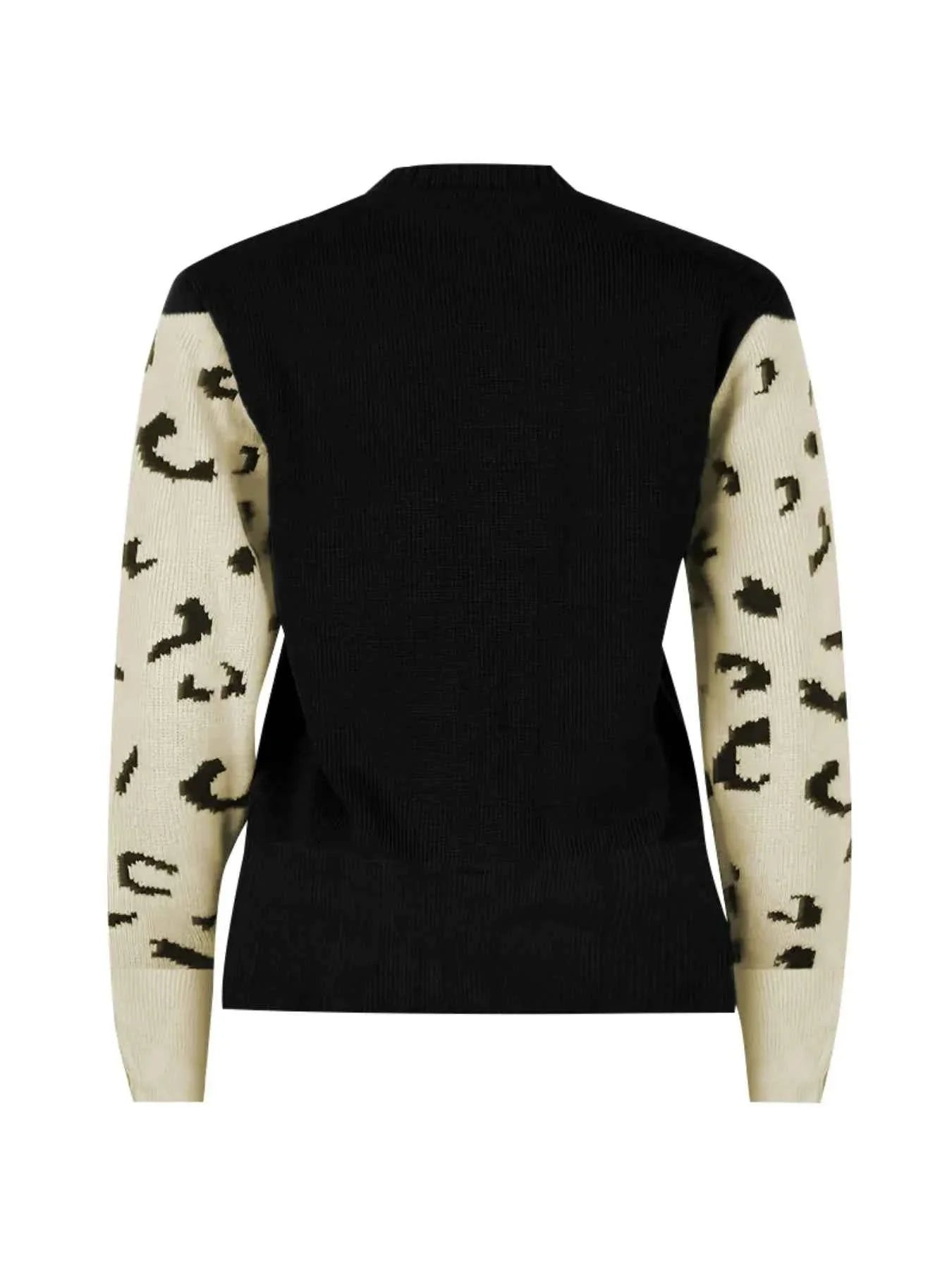 Leopard Print Round Neck Sweater.