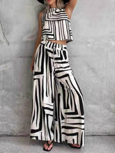 Geometric Print Sleeveless Top & Wide Leg Pants Set - EBYNN