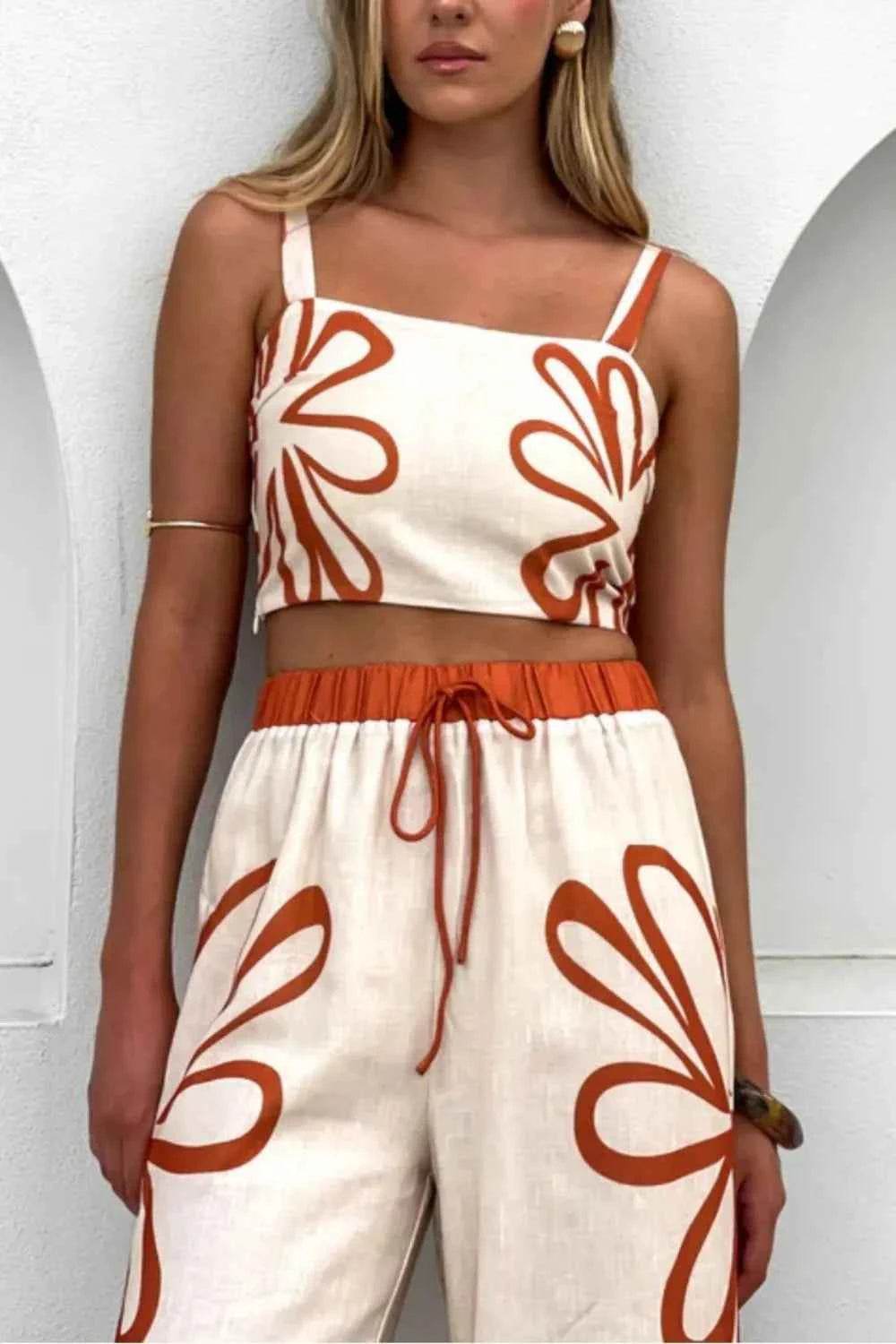 Smocked Square Neck Cami and Pants Set - EBYNN