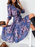 Printed Tie Waist Midi Dress.