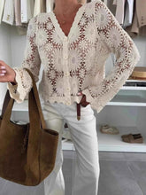 Lace V-Neck Button-Up Cardigan.