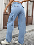 High Waisted Cargo Pocket Jeans.