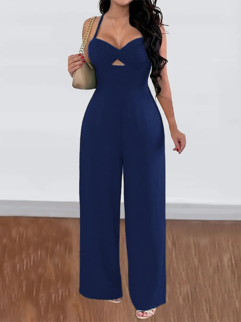 Devine Tie Back Backless Crisscross Jumpsuit.