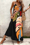 Tropical Leaf Print V-Neck Maxi Cami Dress.