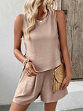 Casual Round Neck Tank and Shorts Set - EBYNN