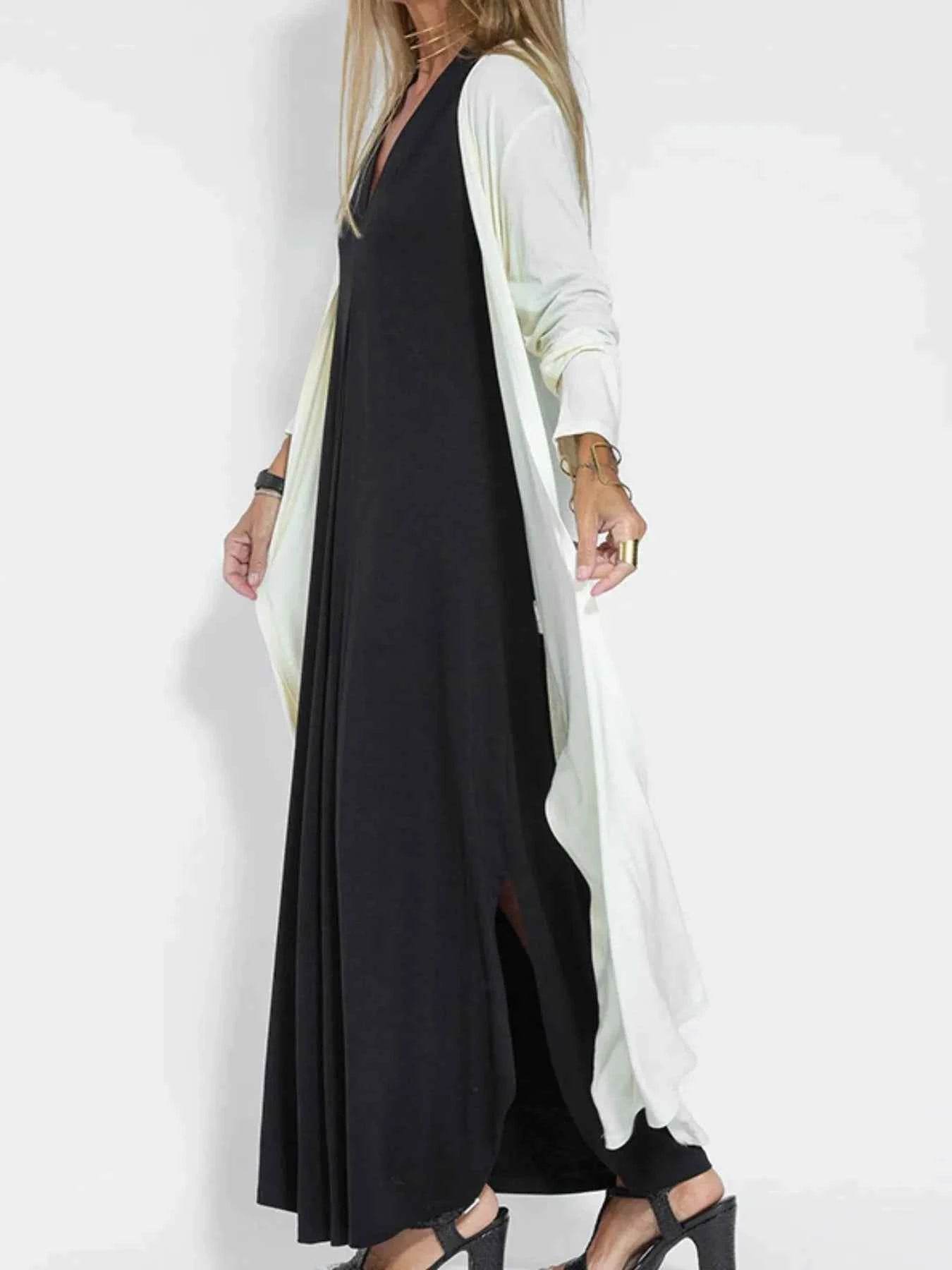 Plus Size V-Neck Sleeveless Maxi Dress with Slit.