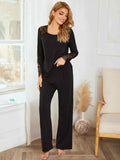 Lace Detail Long Sleeve Top and Pants Lounge Set.