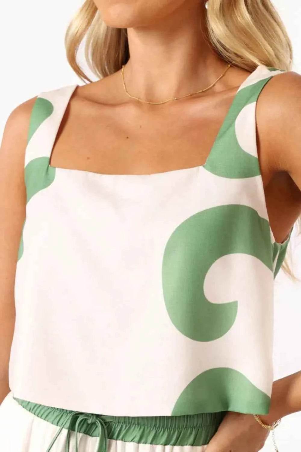 Leaf Print Tank Top and Pants Set - EBYNN