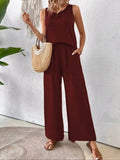 Round Neck Tank and Wide Leg Pants Set - EBYNN