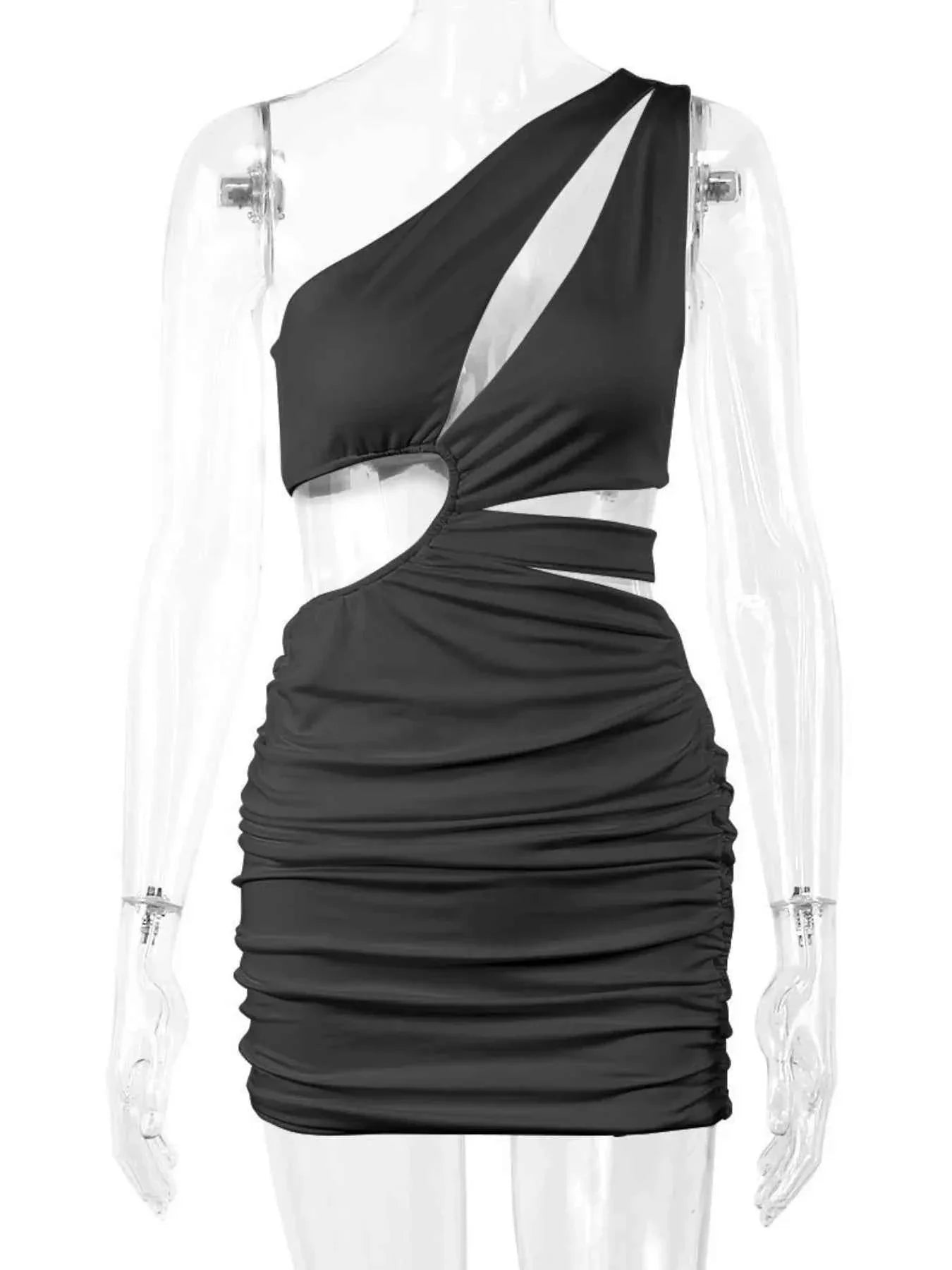 Cutout Single Shoulder Mini Dress.