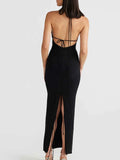Backless Slit Sleeveless Bodycon Maxi Dress.