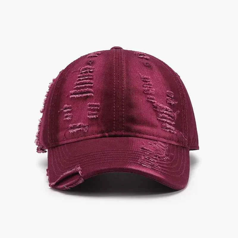 Distressed Adjustable Cotton Baseball Cap.