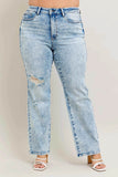 Judy Blue Plus Size High-Waist Mineral Wash 90's Straight Jeans.