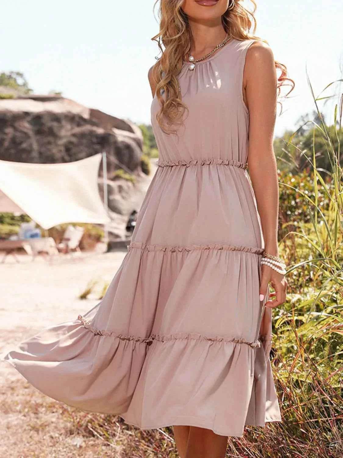 Frill Tiered Midi Dress.