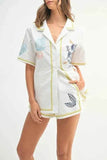 MABLE Embroidered Button Down Shirt & Shorts Set - EBYNN