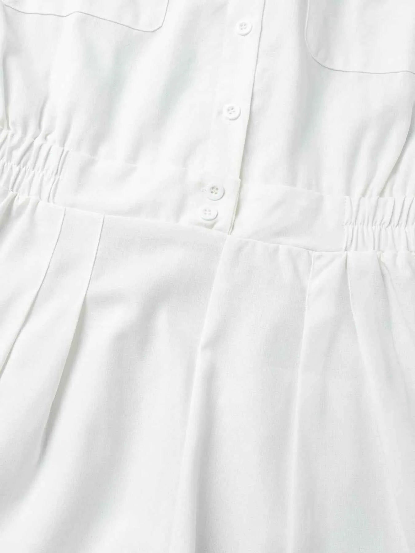 Casual Button Front Long Sleeve Romper.