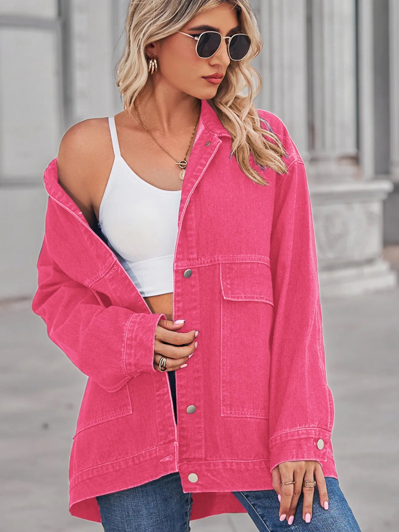 Button Up Long Sleeve Denim Jacket.
