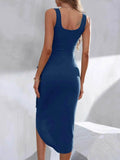 Wrap Tank Midi Dress with Asymmetric Hem.