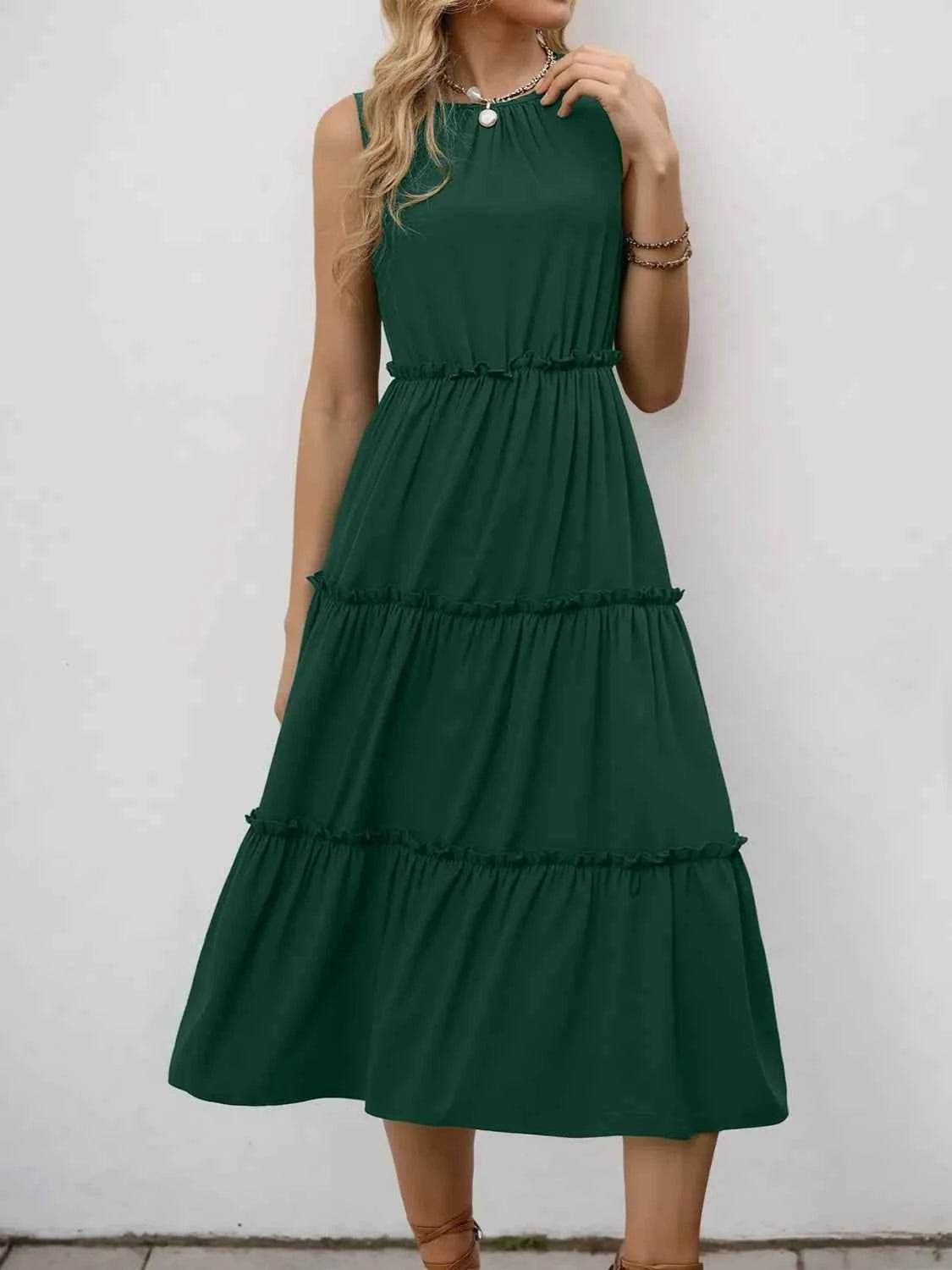 Frill Tiered Midi Dress.