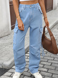 High Waisted Cargo Pocket Jeans.