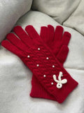 Thermal Pearl Detail Bow Five-Finger Gloves.