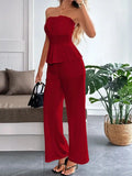 Peplum Tube Top and Pants Set.