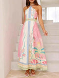 Halter Neck Printed Maxi Dress.