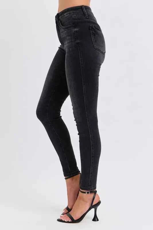 Judy Blue Plus Size Mid Rise Tummy Control Skinny Jeans.