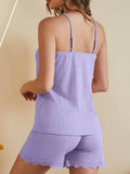 Lace Trimmed Lounge Set: Comfortable Ribbed Cami and Shorts Combination - EBYNN