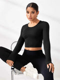 Round Neck Long Sleeve Active T-Shirt.