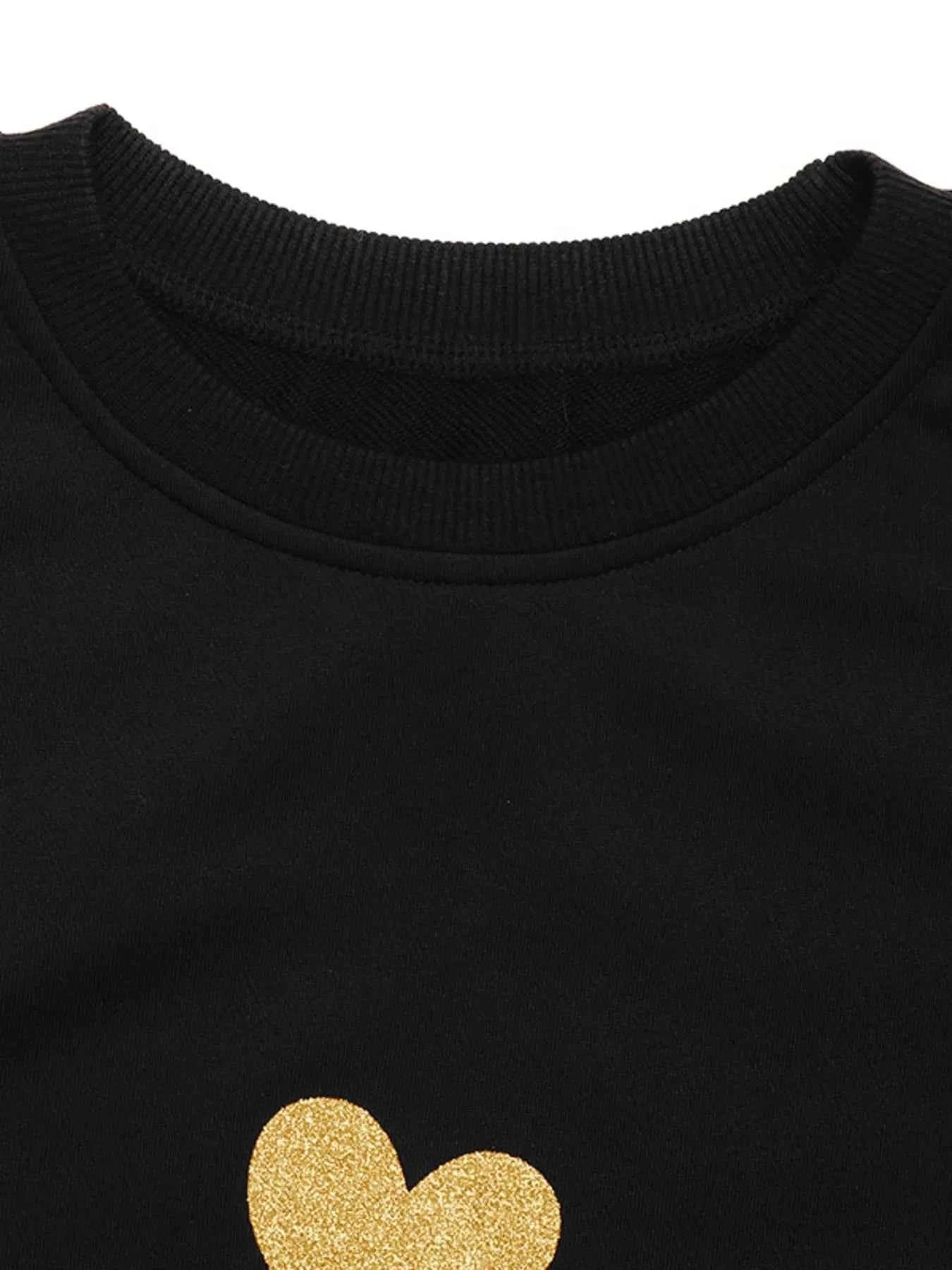 Heart Print Long Sleeve Sweatshirt.