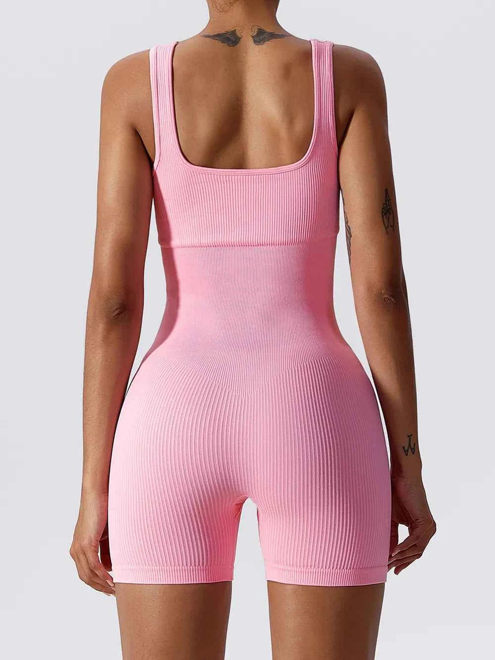Basic Bae Ribbed Sleeveless Active Romper.