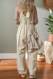 Ruched Sleeveless Wide Leg Jumpsuit.