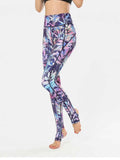 Printed Wide Waistband Active Leggings with Stirrups.