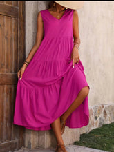 Tiered V-Neck Sleeveless Cotton Dress.
