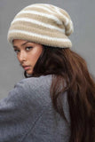 Fuzzy Contrast Striped Thermal Hat.