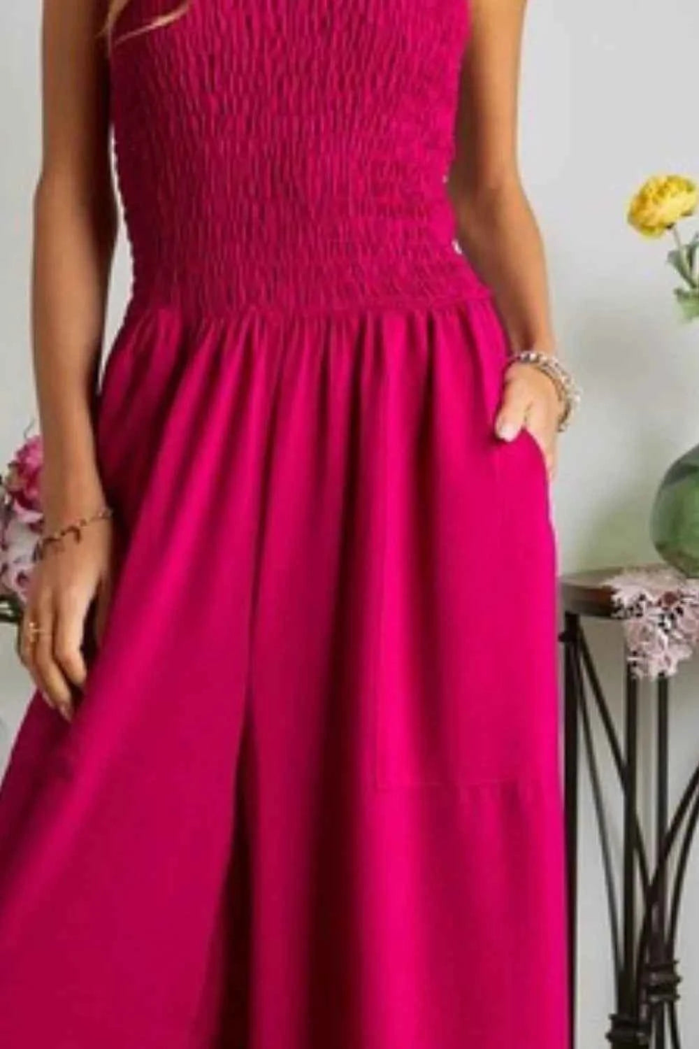 ADORA Smocking Top Wide Leg Jumpsuit.