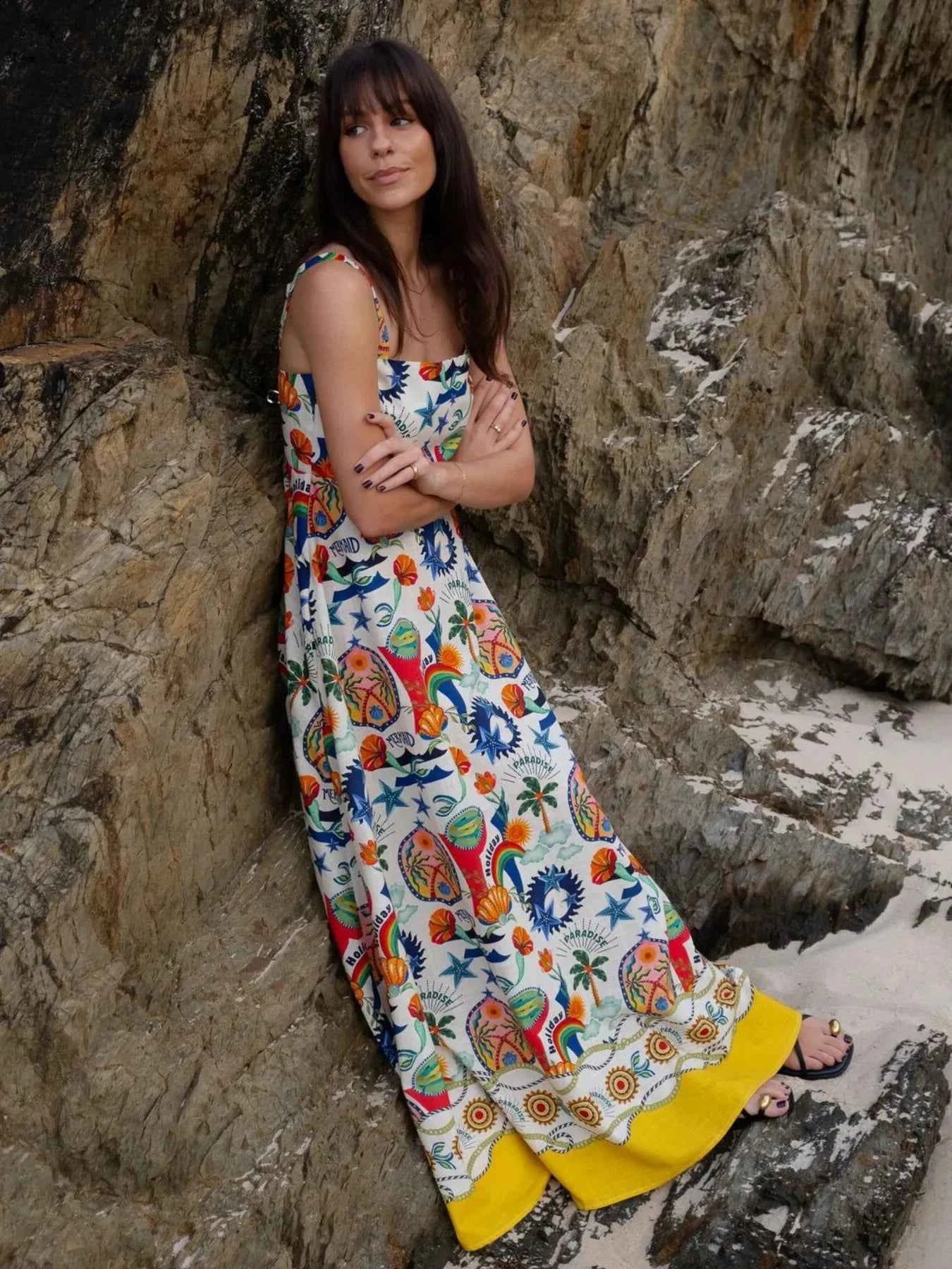 Printed Square Neck Maxi Dress.
