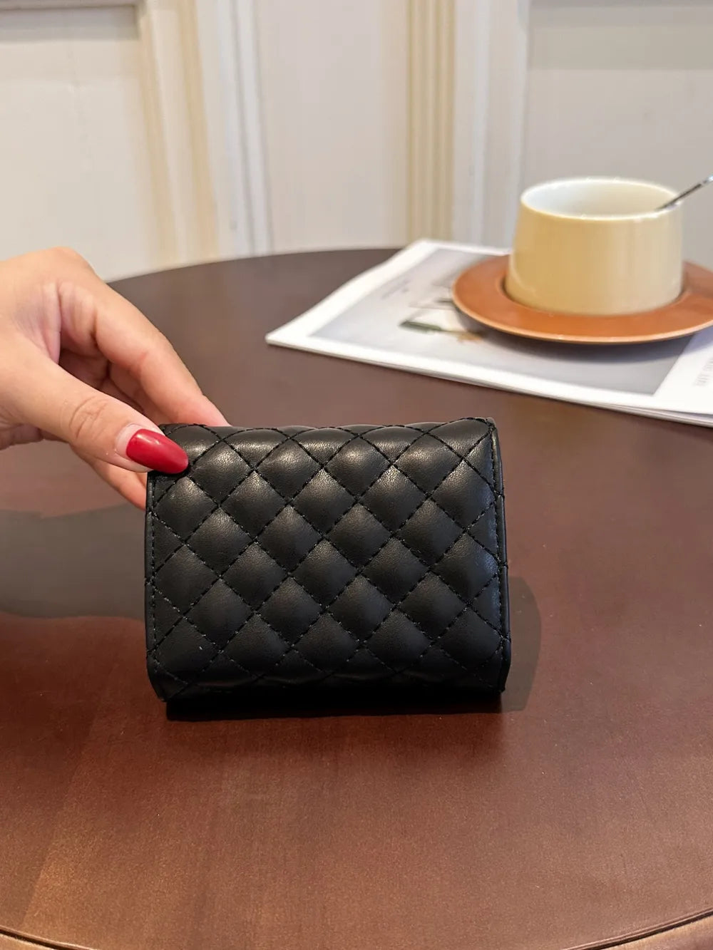 Mini PU Leather Solid Color Wallet.