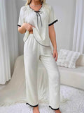 Contrast Trim Top and Pants Set for Stylish Comfort - EBYNN