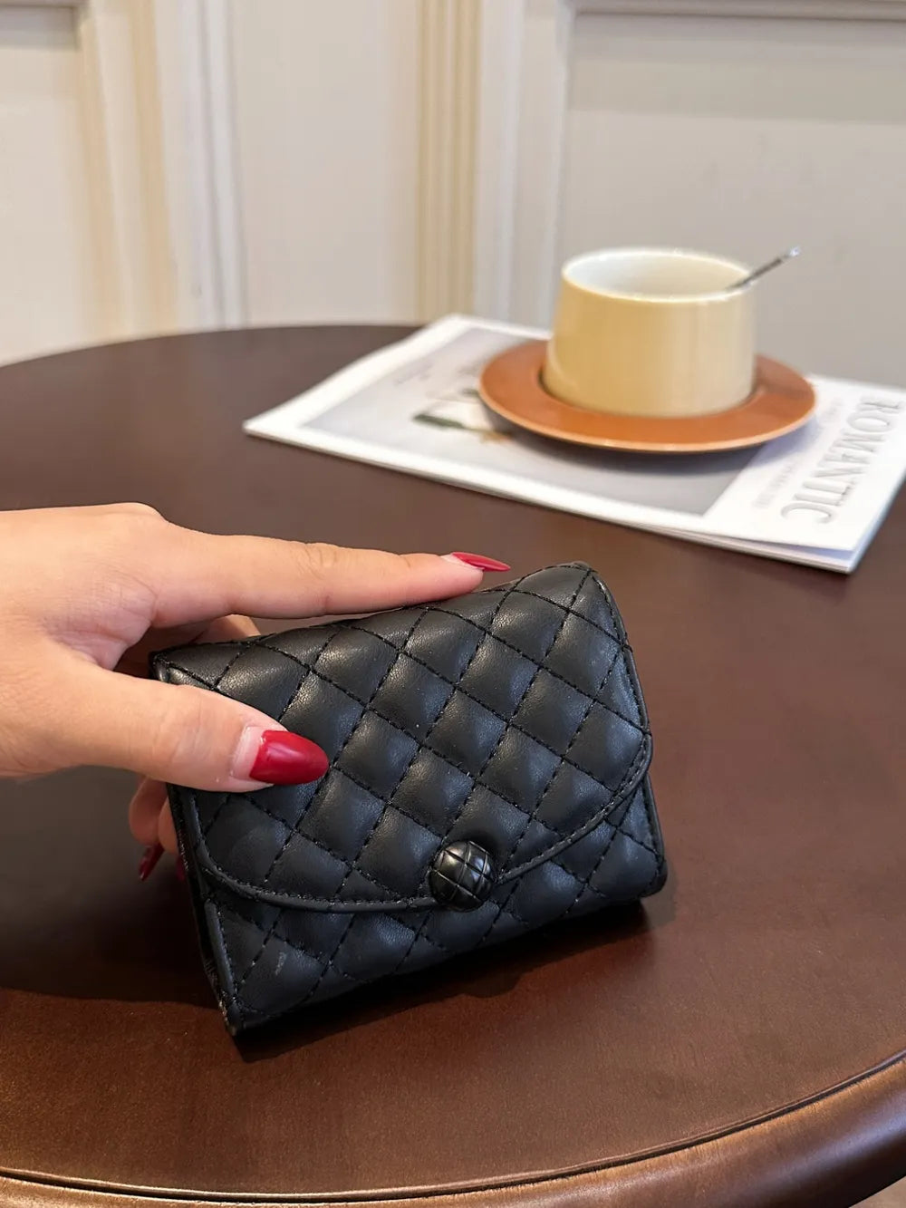 Mini PU Leather Solid Color Wallet.