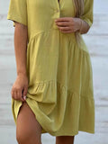 Plus Size Tiered Button-Front Short Sleeve Dress.