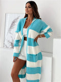 Color Block Oversized Open Front Cardigan.