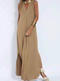 Plus Size V-Neck Sleeveless Maxi Dress with Slit.