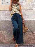 Printed Tank Top and Wide Leg Pants Set for Effortless Style - EBYNN