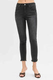RISEN Plus Size Tummy Control Mid Rise Crop Skinny Jeans.