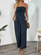Smocked Tube Wide Leg Jumpsuit.