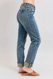 Judy Blue Plus Size Mid Rise Vintage Wash Boyfriend Jeans.