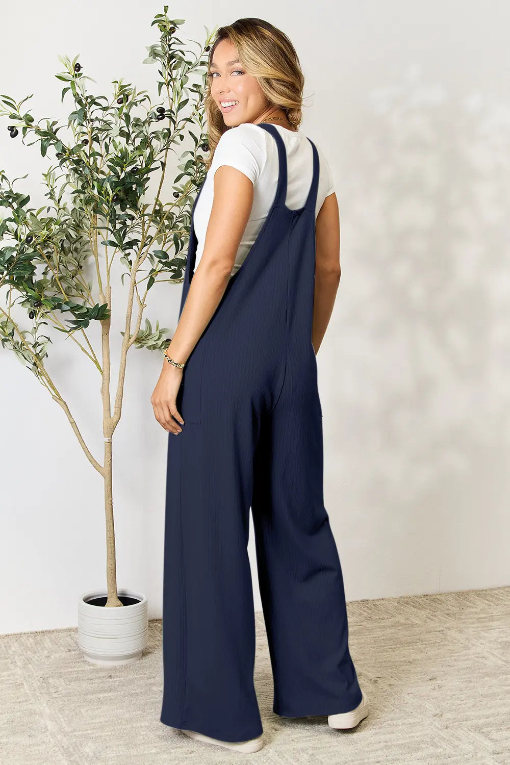 Double Take Full Size Wide Strap Overall with Pockets.